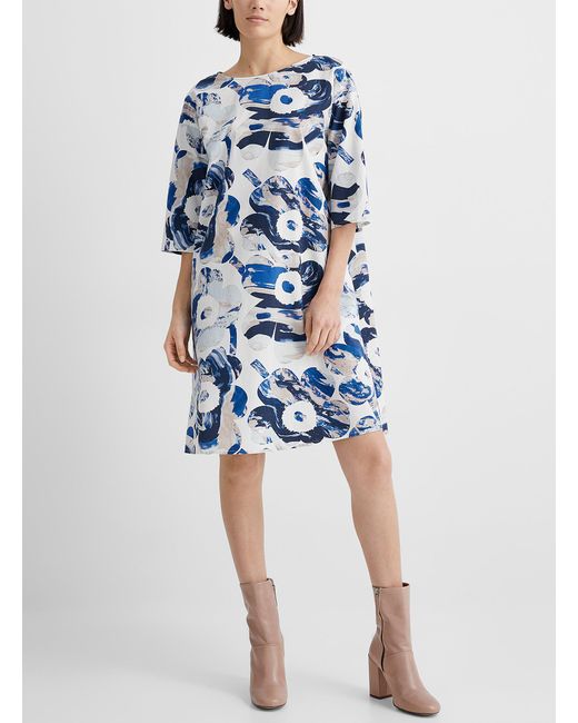 Marimekko Blue Silmu Maisema Unikko Dress