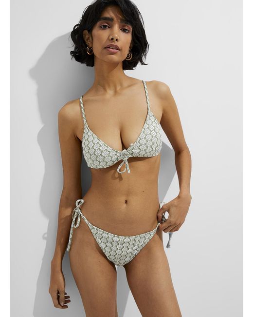 Simon's Multicolor Jacquard Daisy String Bikini Bottom