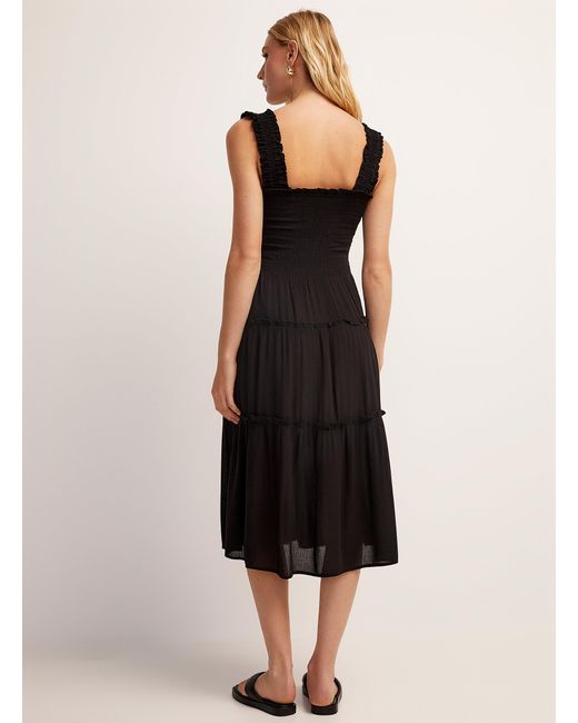 Vero Moda Black Smocked Bust Tiered Dress
