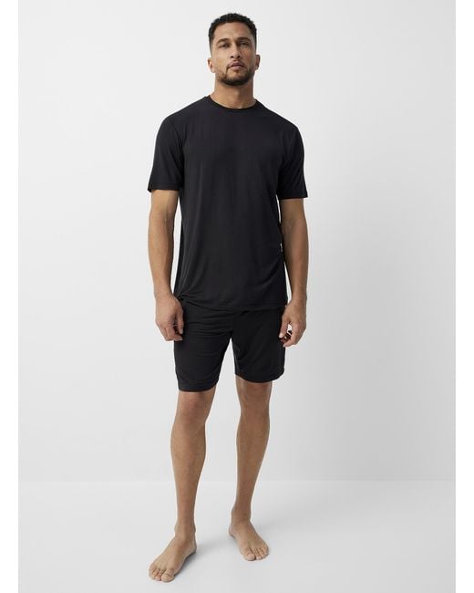 Le 31 Black Solid Tm Modal Pyjama Short for men