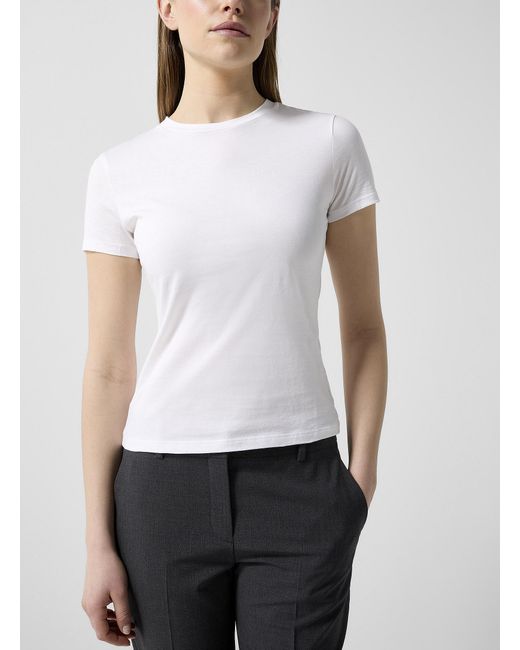 Theory White Tiny Pima Cotton T