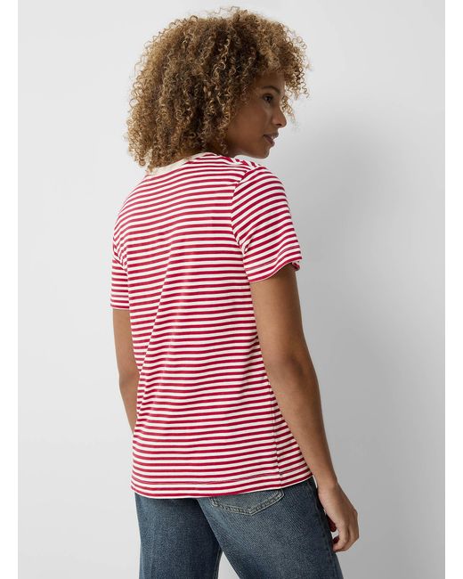Contemporaine Red Organic Cotton Striped T