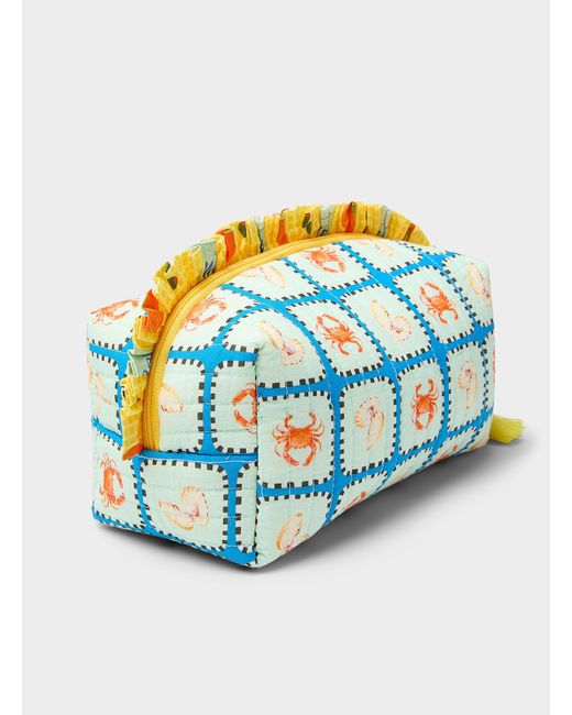 Simon's Blue Cute Patterned Quilted Cosmetics Case