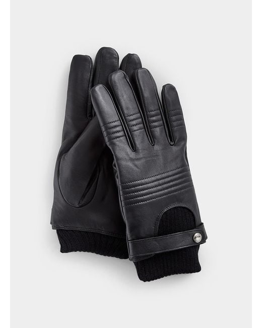Club Rochelier Ribbed Cuff Soft Leather Gloves in Black for Men Lyst
