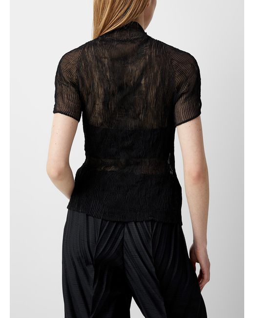 Issey Miyake Twist Chiffon Top in Black | Lyst Canada