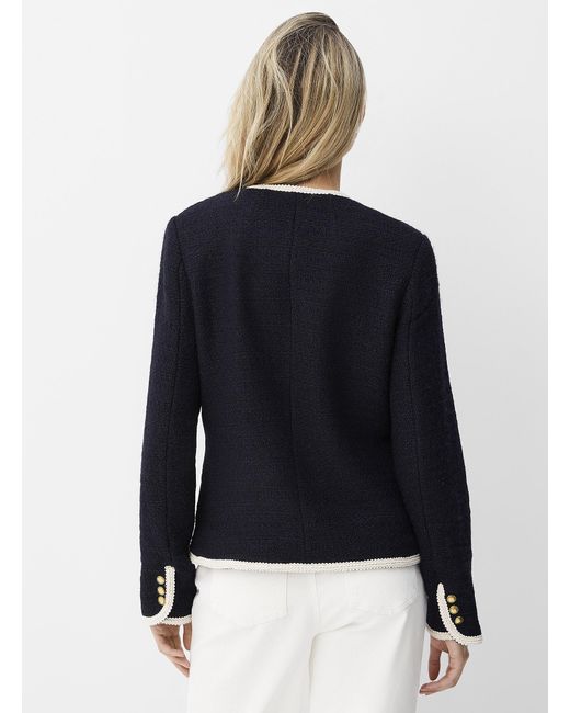 Contemporaine Blue Jewel Buttons Tweed Jacket