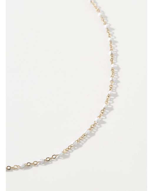 Simon's White Coloured Beaded Chain