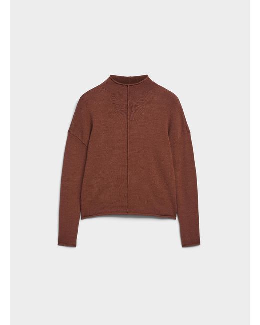 Twik Brown Reverse Seam Mock Neck Sweater