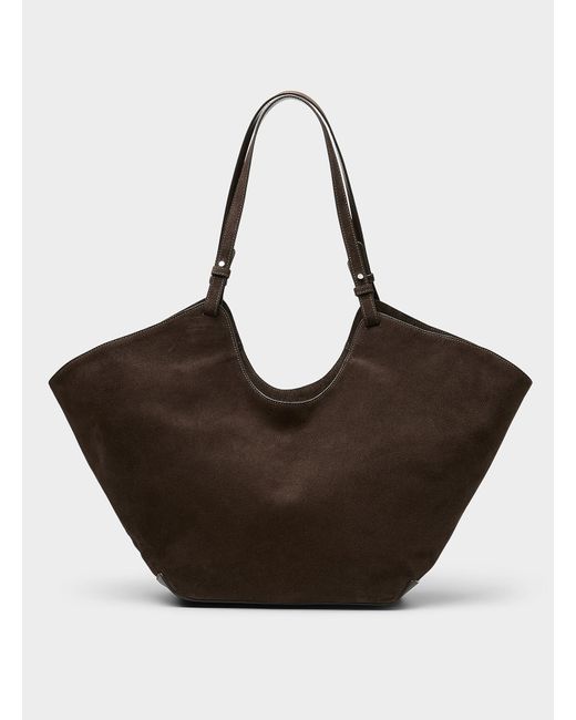 Flattered Brown Dahlia Large Suede Tote Bag