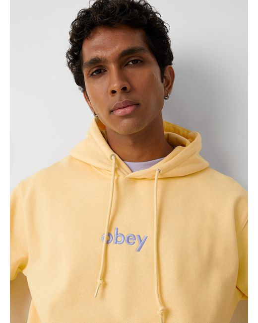 Obey Logo Butter Yellow Hoodie for men