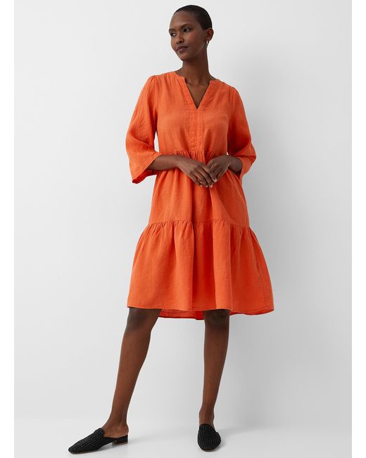 Part Two Nahlas Tiered Linen Dress in Orange | Lyst