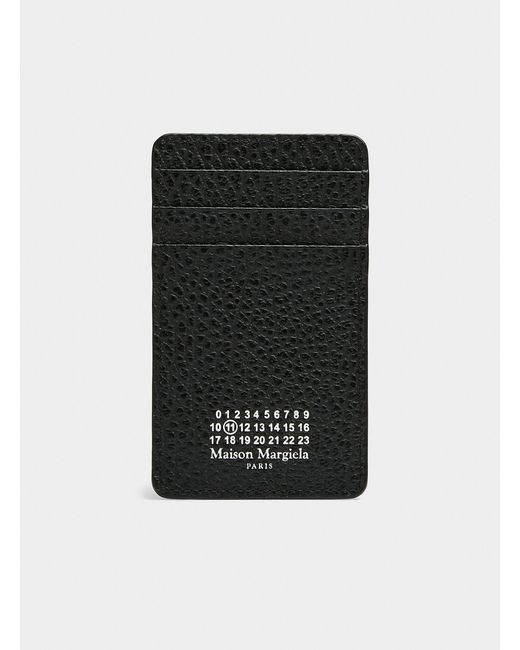 Maison Margiela Black Topstitched Details Leather Vertical Card Case for men