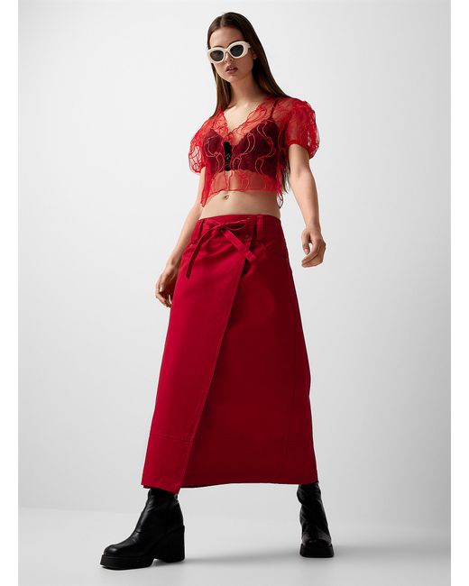 House Of Sunny Ruby Red Crossover Skirt