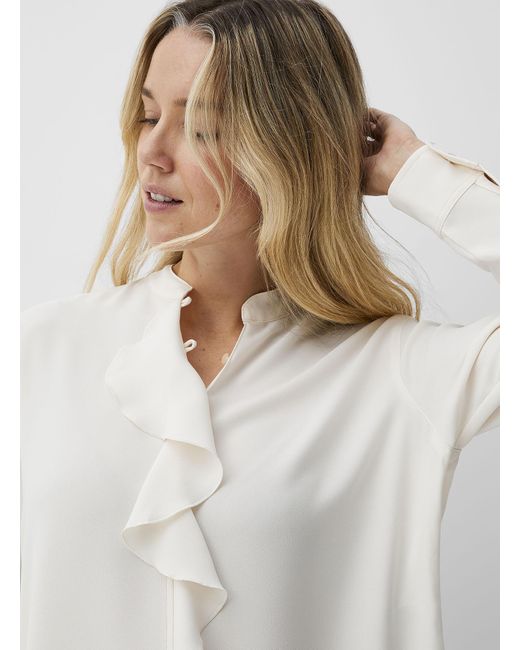 Ralph Lauren White Ruffled Flowy Chiffon Blouse