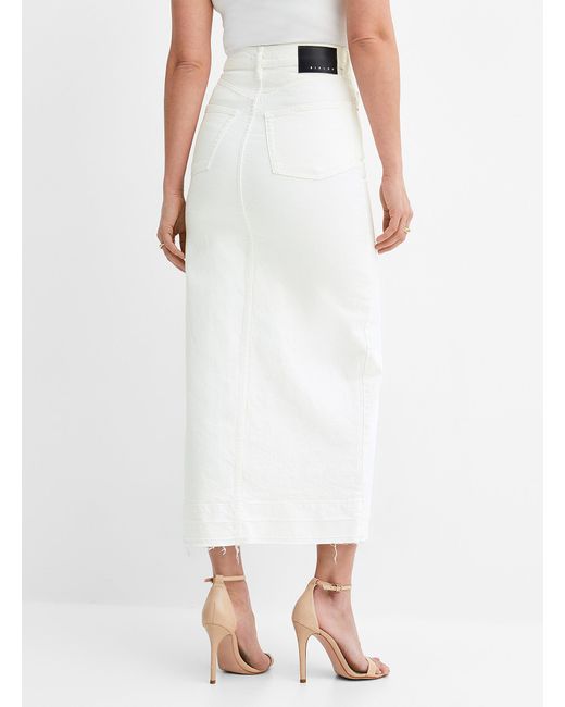 Sisley White Slit Ivory Denim Maxi Skirt