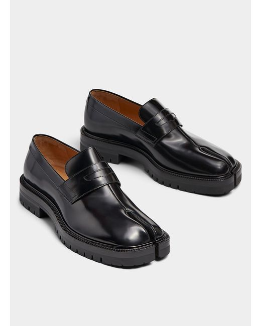 Maison Margiela Black Tabi Leather Loafers Men for men