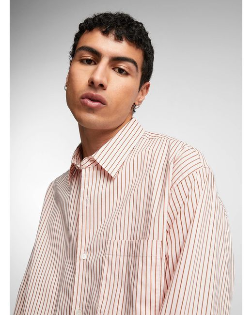 Le 31 Natural Loose Striped Shirt for men