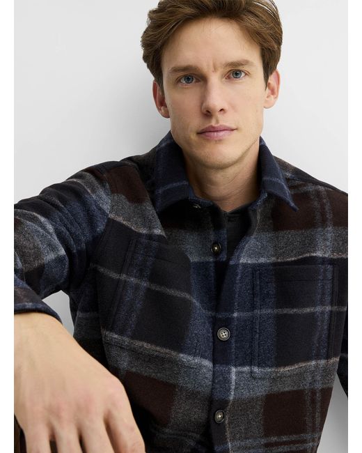 Barbour Blue Chapter Check Felt Overshirt for men