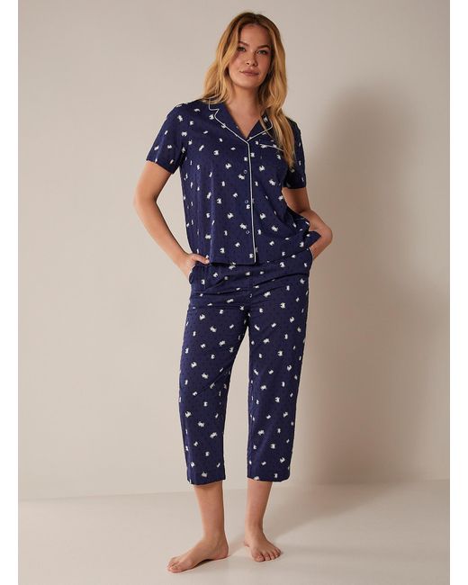 Miiyu Blue Mini Pattern Organic Cotton Pyjama Set