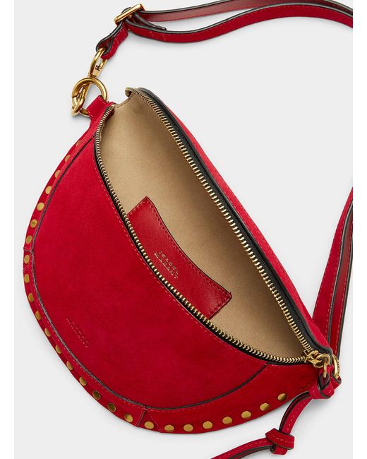 Isabel Marant Skano Red Studded Suede Belt Bag