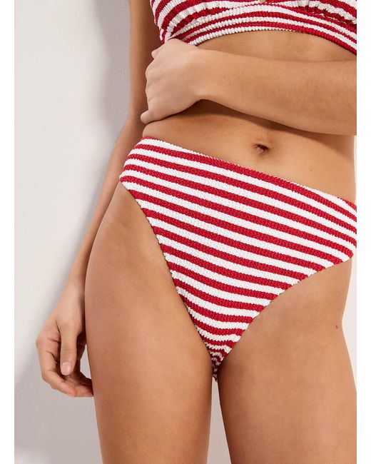 Simon's White Striped Ruffle Texture High