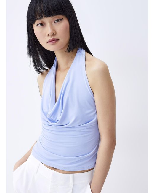 Twik Blue Draped Halter Cami