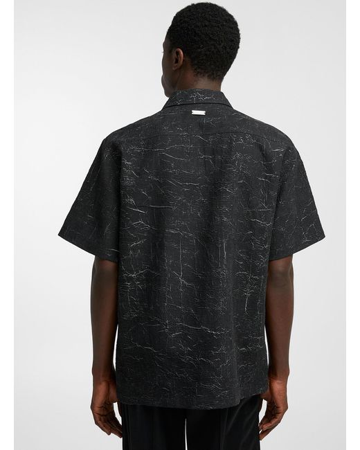 Han Kjobenhavn Black Wrinkled Texture Bowling Shirt for men
