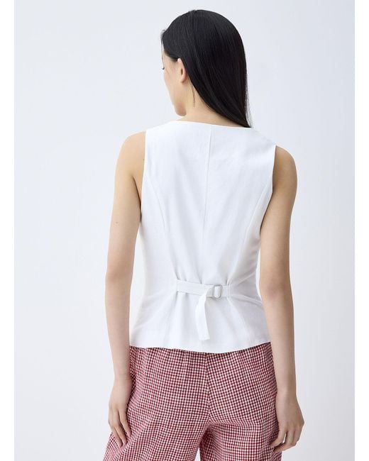 Twik Pink Touch Of Linen Buttoned Vest