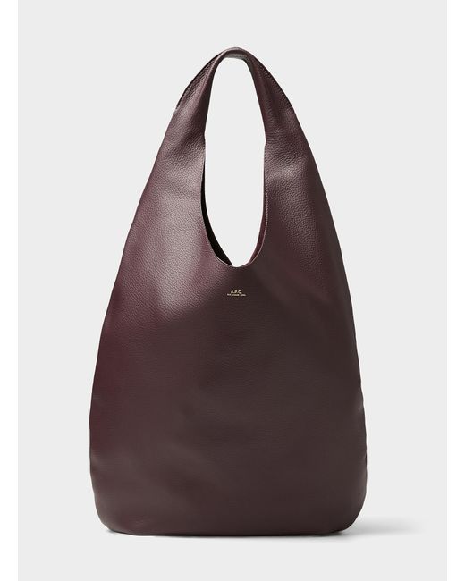 A.P.C. Purple Neige Rounded Grained Leather Tote Bag
