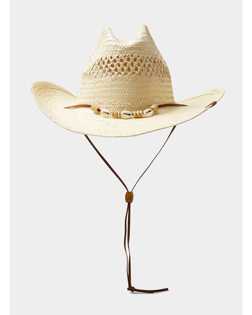 Rip Curl Natural Seashells And Straw Cowboy Hat