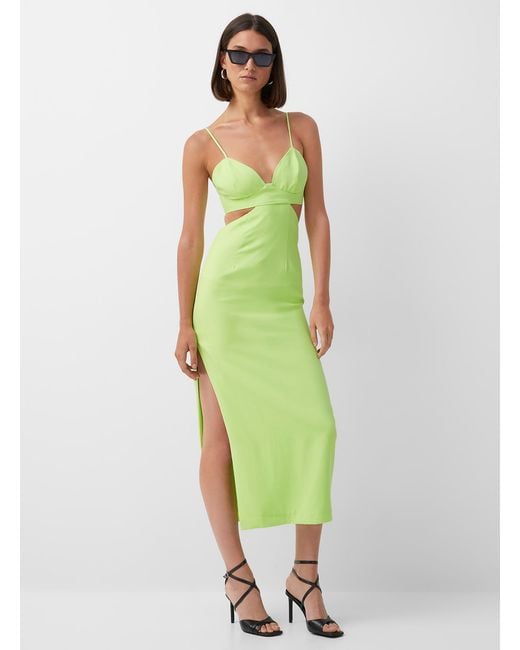 Bardot Bright Lime Green Cutout Dress