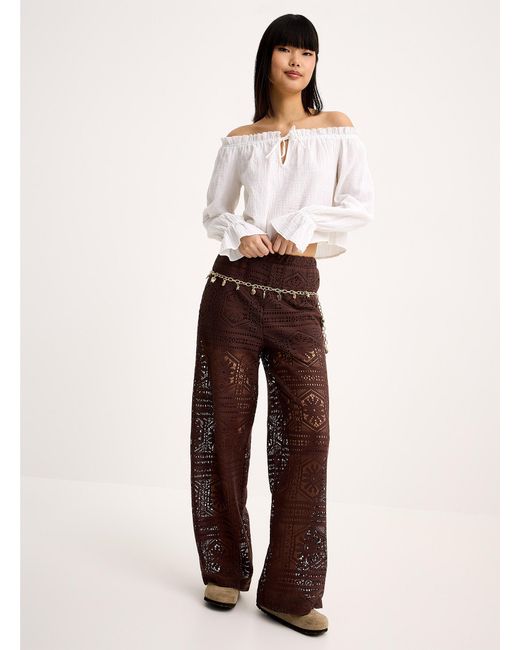 ONLY White Openwork Knit Pant