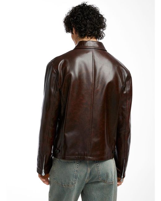 Acne Black Classic Zippered Leather Jacket for men