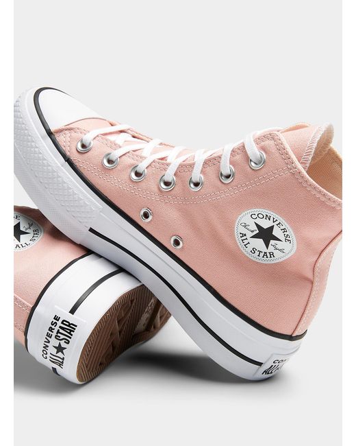 Converse Canvas Chuck Taylor All Star High Top Pink Clay Platform Sneakers  Women | Lyst
