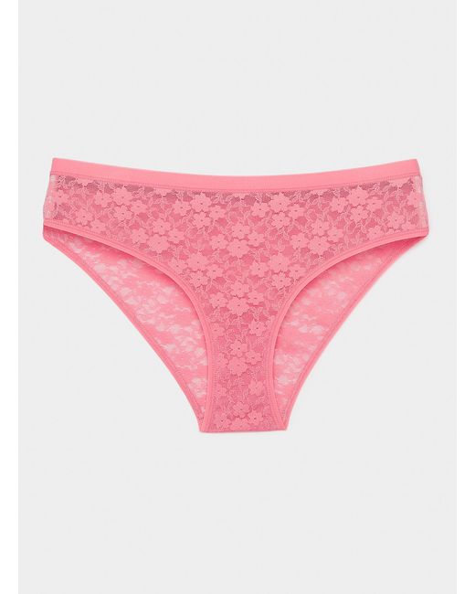 Miiyu Pink Small Flowers Lace Bikini Panty
