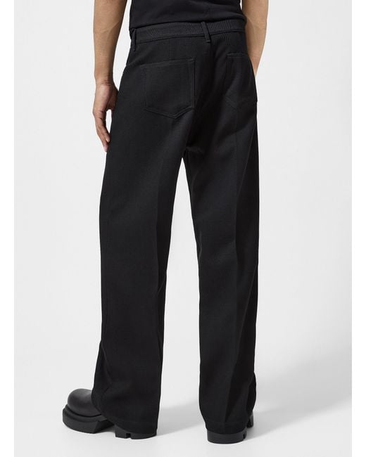 Rick Owens Black Geth Pleated 100% Wool Pant for men