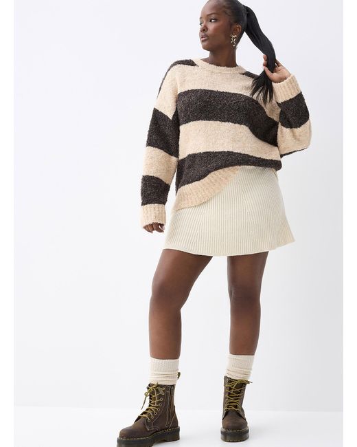 Twik Natural Striped Bouclé Knit Sweater