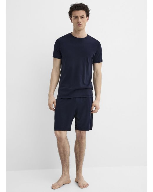 Le 31 Blue Solid Tm Modal Lounge Short for men