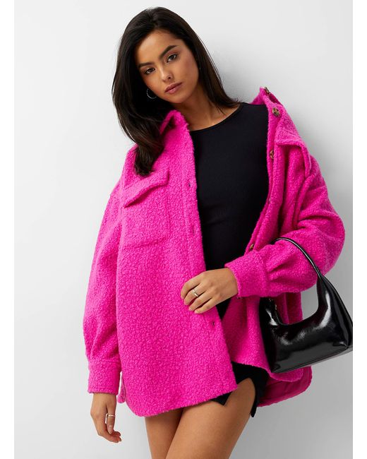 Icône Pink Utilitarian Sherpa Overshirt
