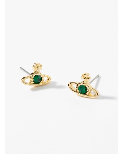 Vivienne Westwood Metallic Nano Solitaire Emerald Earrings