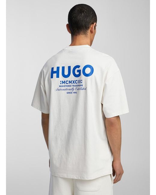 HUGO White Blue Script Logo T for men