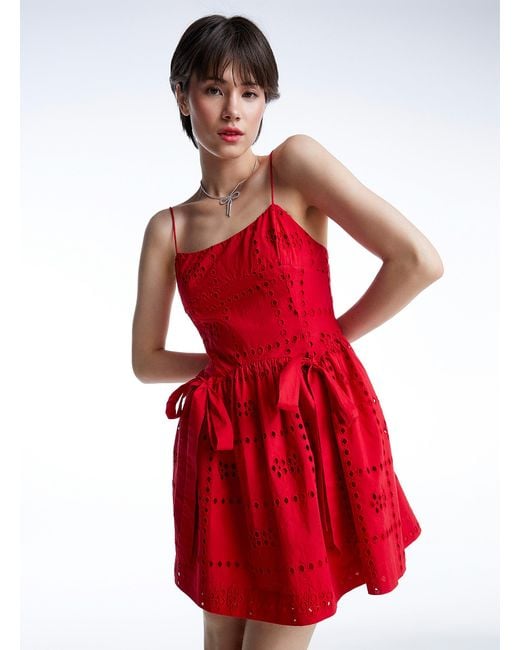 open lace back dress Happy holly – Broderie Anglaise Dress – Dresses – Red main image 1