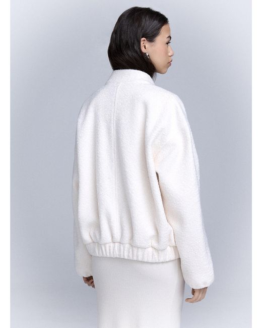 Twik White Large Pockets Bouclé Knit Jacket