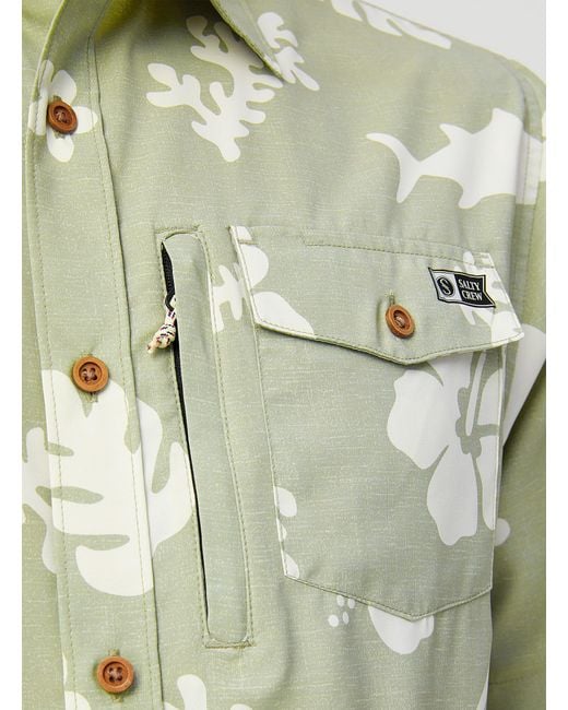 Salty Crew Green Tropical Pattern Shirt for men