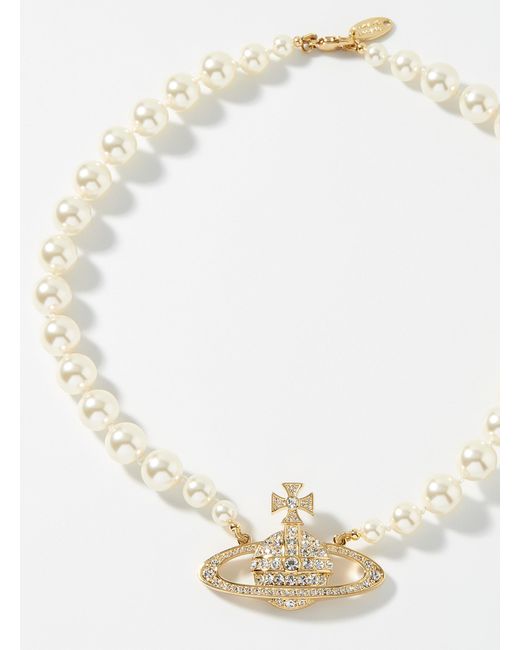 Vivienne Westwood Crystals And Pearls Orb Choker in White | Lyst Canada