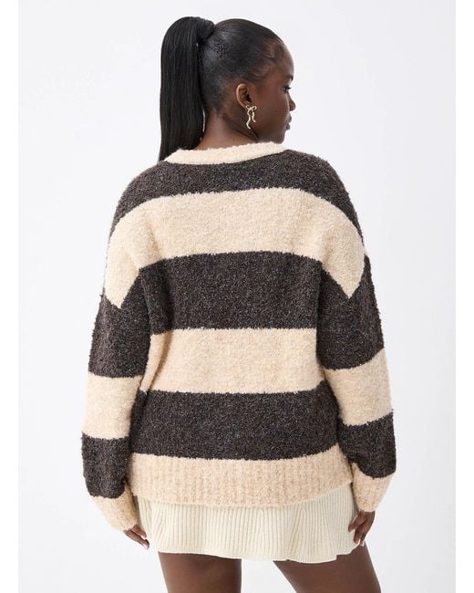 Twik Natural Striped Bouclé Knit Sweater