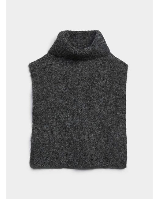 Vero Moda Black Fluffy Knit Turtleneck Bib