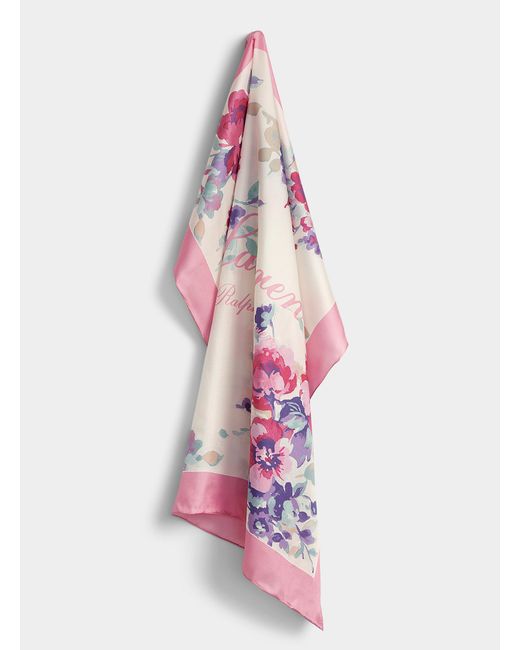 Ralph Lauren Pink Diffused Flower Silk Scarf