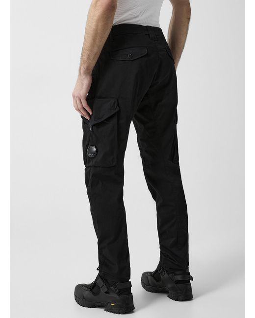 C P Company Black Signature Lens Sateen Cargo Pant for men