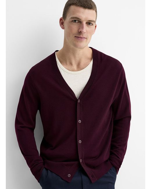 Le 31 Purple Responsible Merino Wool Cardigan for men